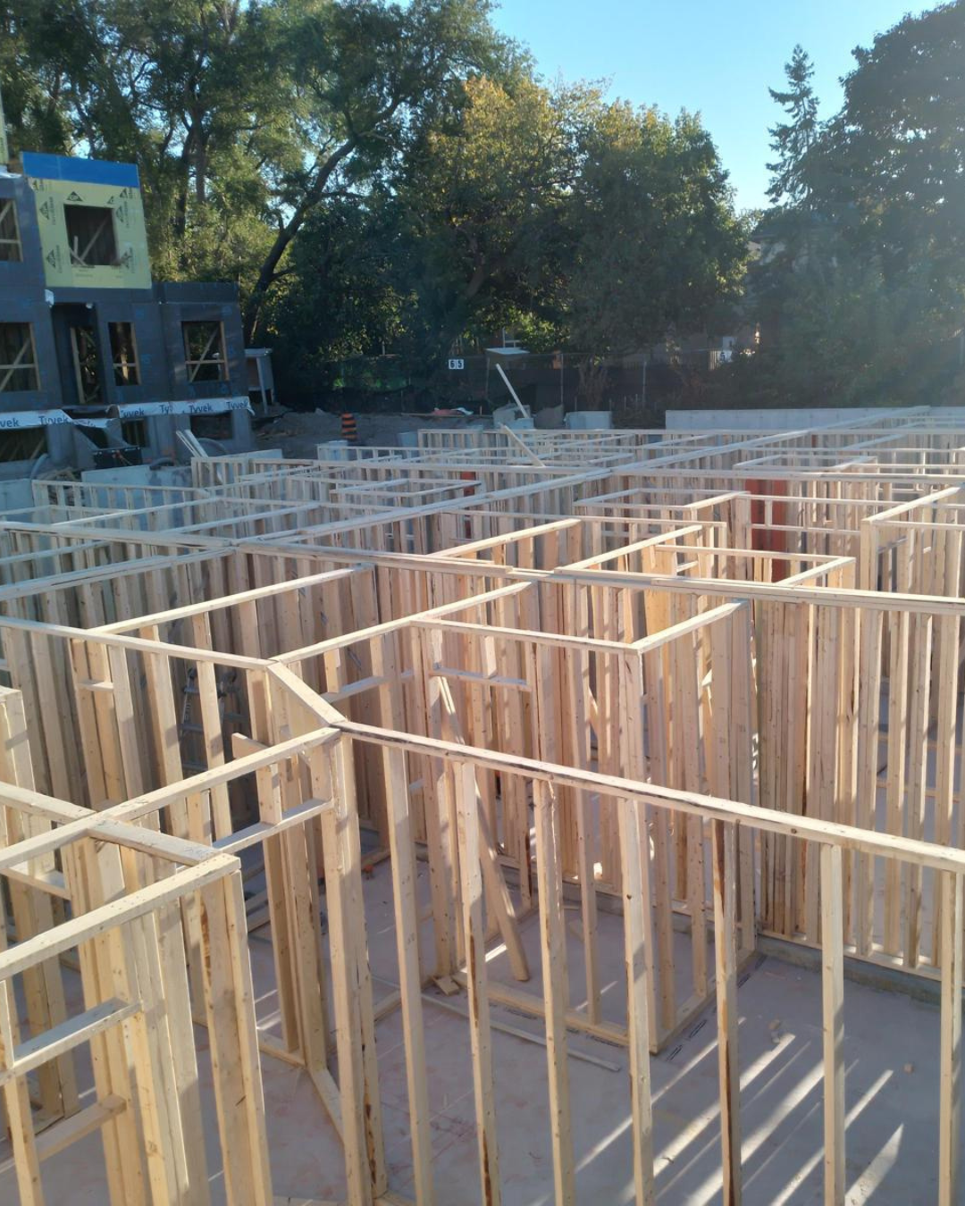 Framing crew at work on a construction site in Toronto